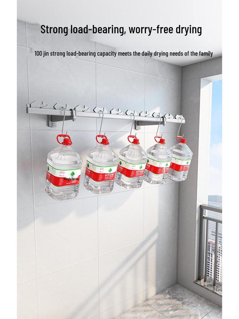 Folding Telescopic Wall-Mounted Clothes Drying Rack for Balcony or Bay Window