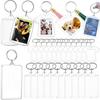 5Pcs Snap-In Custom Insert Photo Photo Frame Keychain Pendant Tassels Picture Keyring  DIY