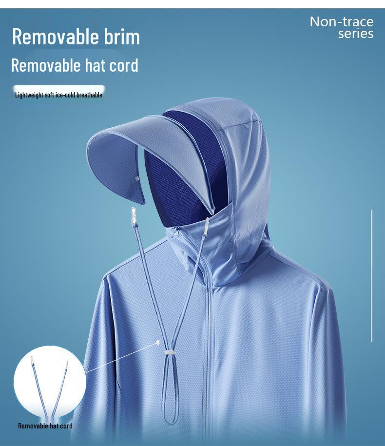 Унисекс летняя куртка из ледяного шелка с защитой от УФ-лучей и съемным козырьком - быстросохнущая, дышащая для рыбалки