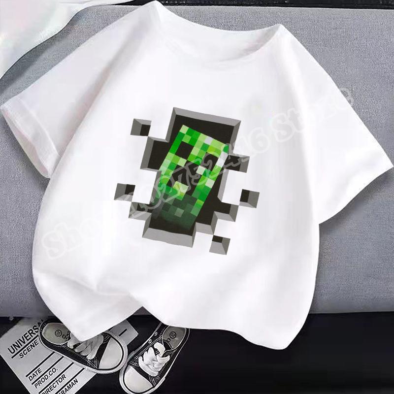 Детская хлопковая футболка с круглым вырезом Miner Crafted, с принтом на игровую тематику, с коротким рукавом, повседневные футболки для мальчиков, летняя одежда, детские подарки