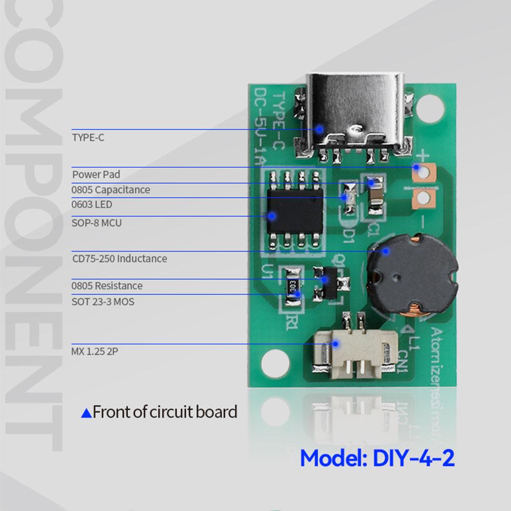 DC 5V 1.5-2W Single Spray Humidifier Mist Module Energized Mist Air Plant Humidifier Mist Driver Board Type C Interface