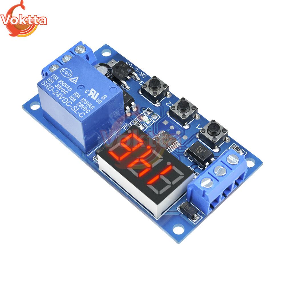 12V 24V Time Delay Relay LED Trigger Cycle Timer Delay Switch 3 Buttons Circuit Board Timing Control Module with Buzzer