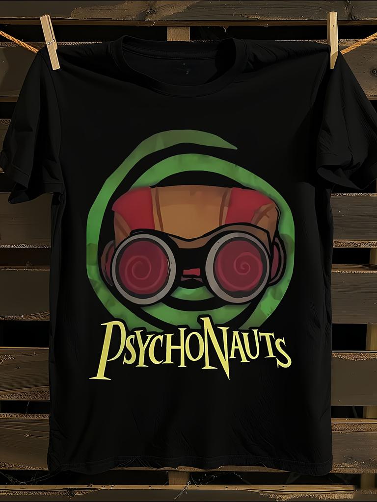 Футболка с принтом видеоигры Psychonauts Мужская футболка Женские футболки с принтом букв Футболка с короткими рукавами Повседневная уличная футболка Топ