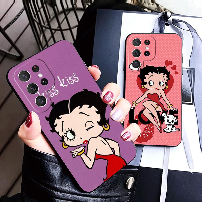 B-Bettys B-Boops Girl Soft Phone Case for Samsung Galaxy S26 S25 Edge S24 Ultra S23 Plus S22 S21 FE S20 Black Cover Back Shell