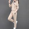 2 Pcs/ Set Pants Suit Hooded Plush Drawstring All Match Coat Suit for Daily Wear