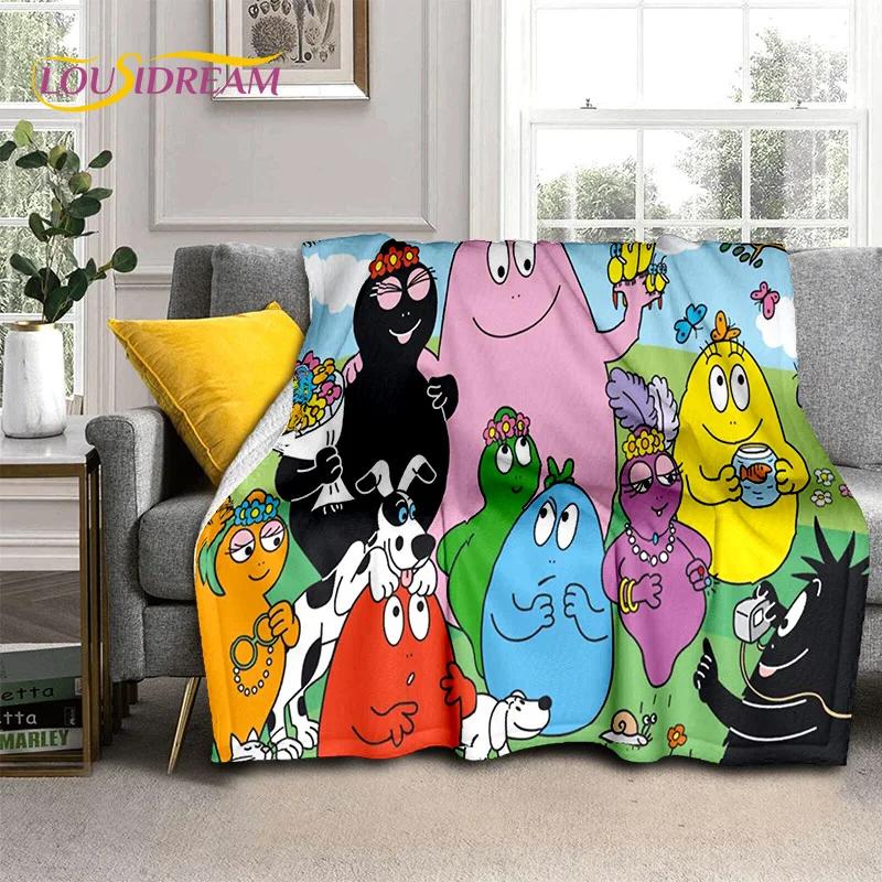 3D Cartoon Les Barbapapa Family Soft Blankets,Keep Warm Throw Blanket Comfortable Blanket for Picnic Beds Sofa Home Bedroom Kids