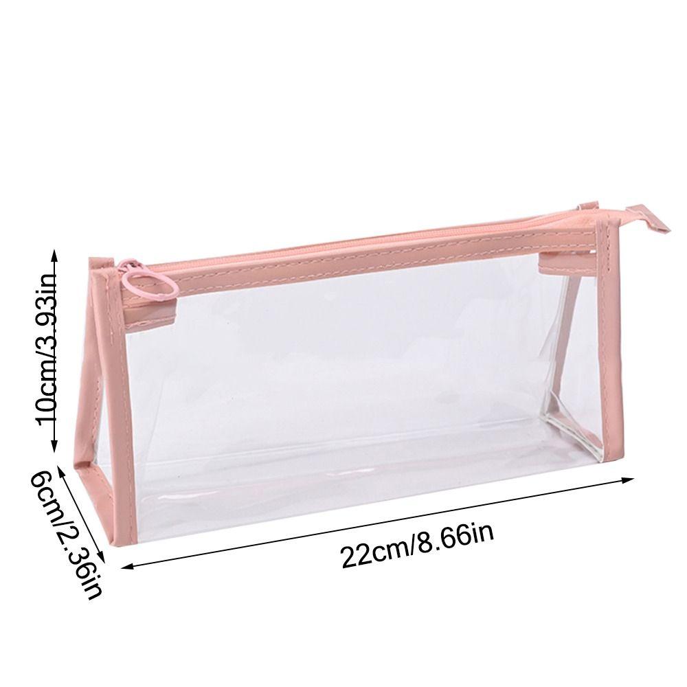 With Zipper Pencil Bag PVC Storage Bag Office School Supplies Triangular Pencil Case Student