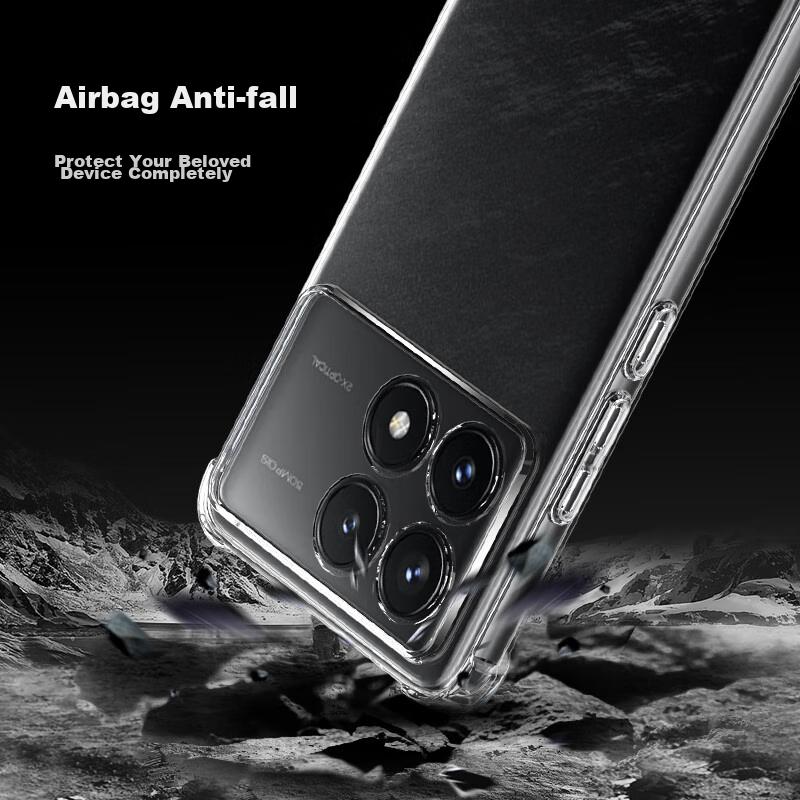 Transparent Full Protection Case for Redmi K70/K70Pro, Air Cushion Magnetic Slim Cover, ES-Ip9 Series Version, Translucent White with Magnetic Ring