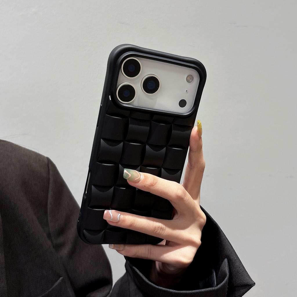 Простой Однотонный Объемный Плетеный Рисунок Ударопрочный Чехол для Телефона для iPhone 17 16 15 14 13 12 Pro Max Plus 17Air