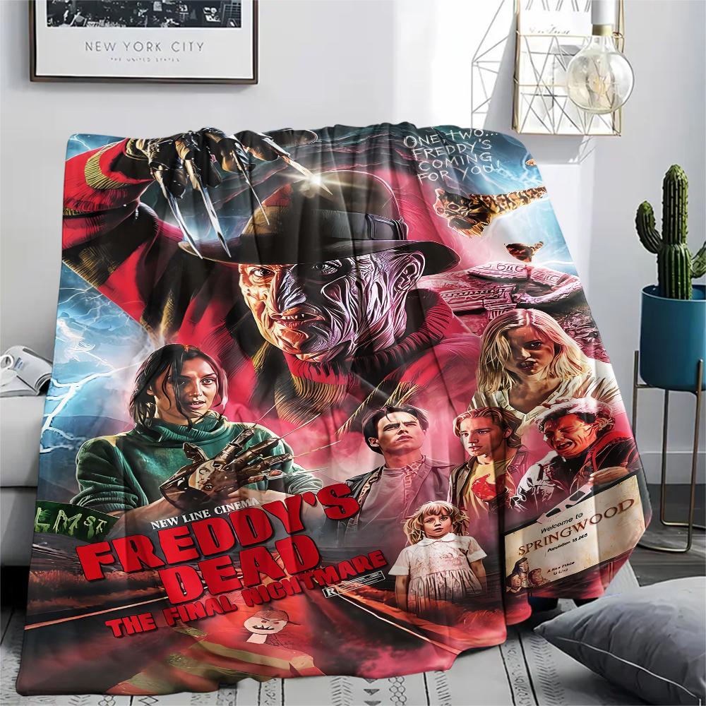 1Pc Horror Character Print Flannel Blanket, High quality Comfortable for All Seasons, Home Decor, Warmth and Comfort, Perfect for Gifts
