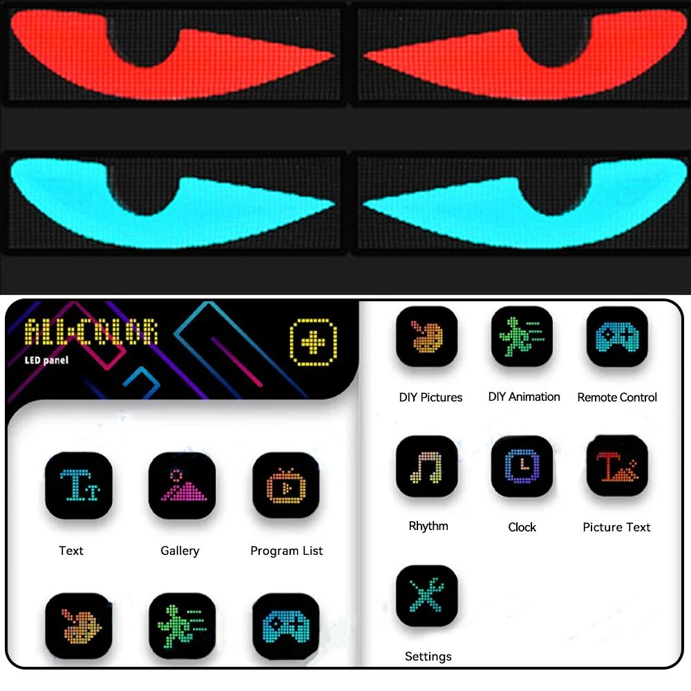 Truck Car Devil Eye LED Pixel Panel Light Remote Control Soft Foldable Lighting Scrolling For Board Windshield 12V 24V