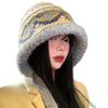 Шапка из толстой теплой шерсти в стиле Фэр-Айл, осенне-зимняя, ретро, универсальная, подчеркивающая лицо, шапка-мешок, головной убор, уличная повседневная шапка для женщин