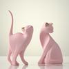2 шт. Статуэтка розового кота, геометрическая скульптура кота, художественная статуэтка животного, современные украшения для дома, статуэтка животного, скульптура из смолы для домашнего офиса, подарок