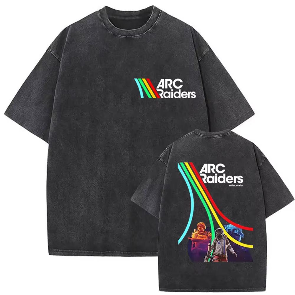 100% Cotton Arc Raiders T-shirts 2026 Game Vintage Washed Funny Graphic T-shirts Men's Women Casual Fashion Short Sleeve T-shirt