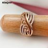 SIMJOO Fashionable Copper Inlaid Zircon Ring Simple Design Hollow Pattern for Ladies Ring