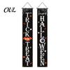 Durable Fabric Banner Halloween Porch Sign Banner, Pumpkin Ghost Party Awning Hanging Wall Decorative Holiday Door Decoration, Front Wreath