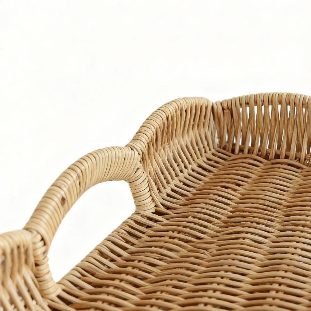 Imitation Rattan Woven Storage Tray Rectangular Woven Decorative Platter  Vegetable