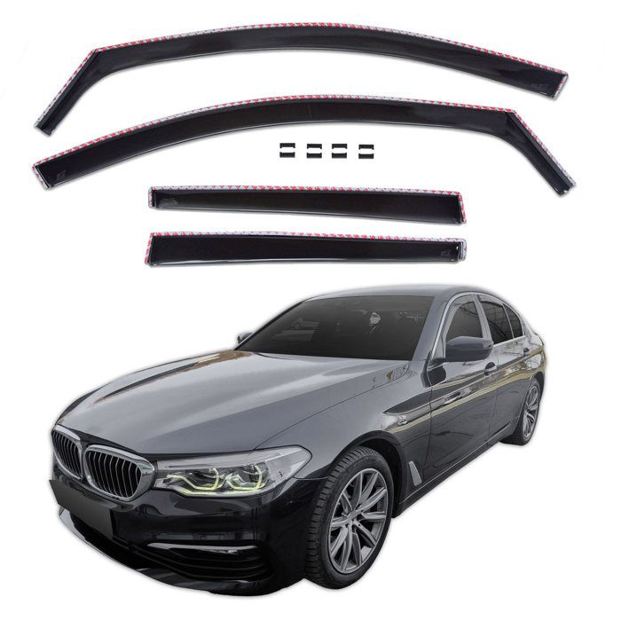 Déflecteurs d'air BMW Série 5 G30 (4D) 2017-2023, 4 pièces, Teinté noir, Acrylique anti-UV