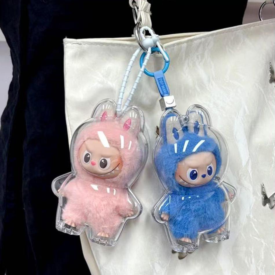 Transparent Protective Case for Labubu 4.0 Pin for Love Series Plush Doll Dust Cover Storage Box for LABUBU Doll Accessories