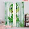 2pcs,2D Plane Printing Popular Curtains Dino Smile Polyester Easy Install (without Rod) Festive for Kitchen, Bedroom & Living