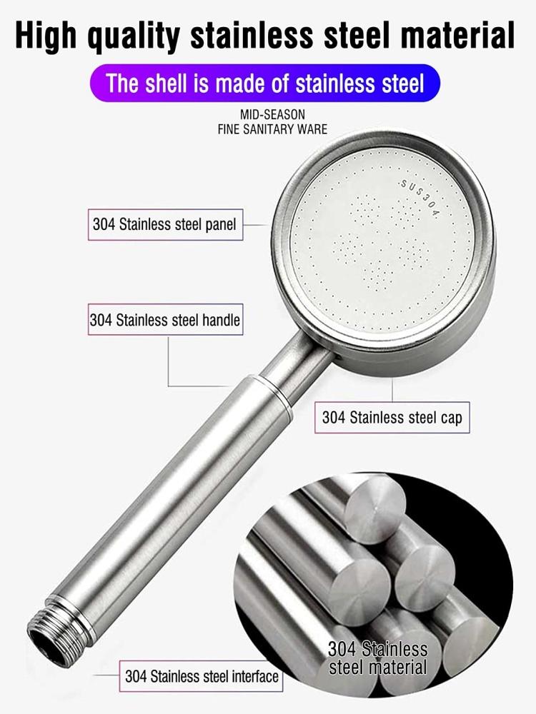 111 Stainless Steel High Pressure Bathroom Handheld Shower Head Black/Sliver Brushed Showerhead Spa Water Saving Rainfall Shower