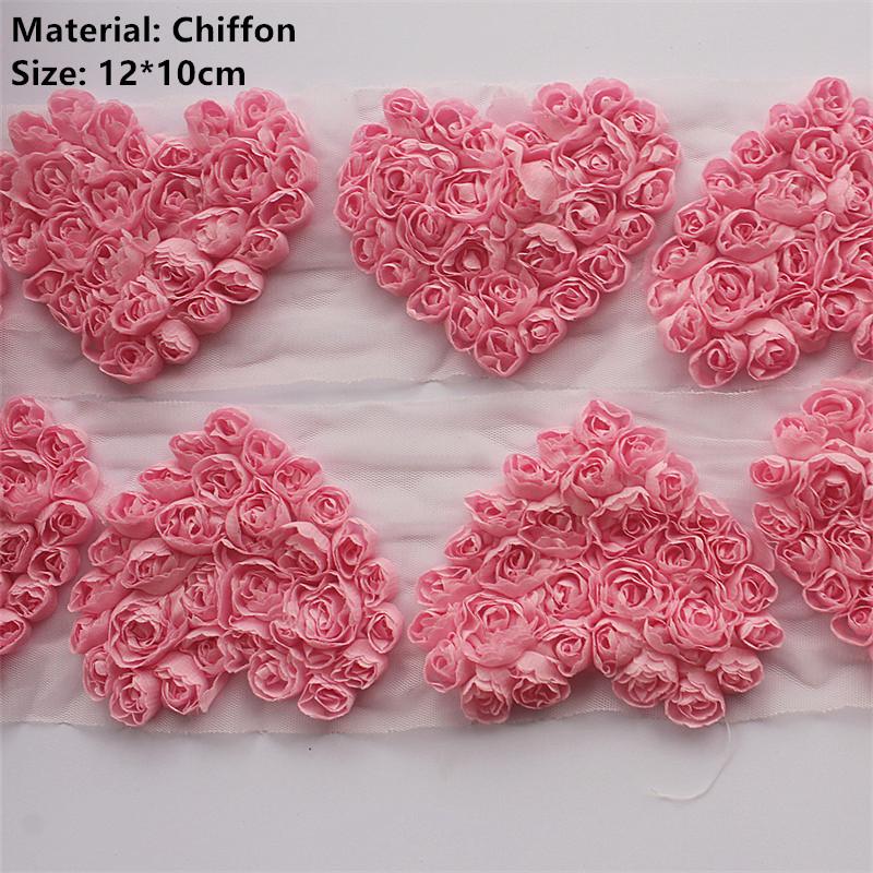20 шт. Большие шифоновые розы в форме сердца, нашивки для DIY, одежда для маленьких девочек, платье, ромпер, рубашки, швейные украшения, материалы для бантов для волос