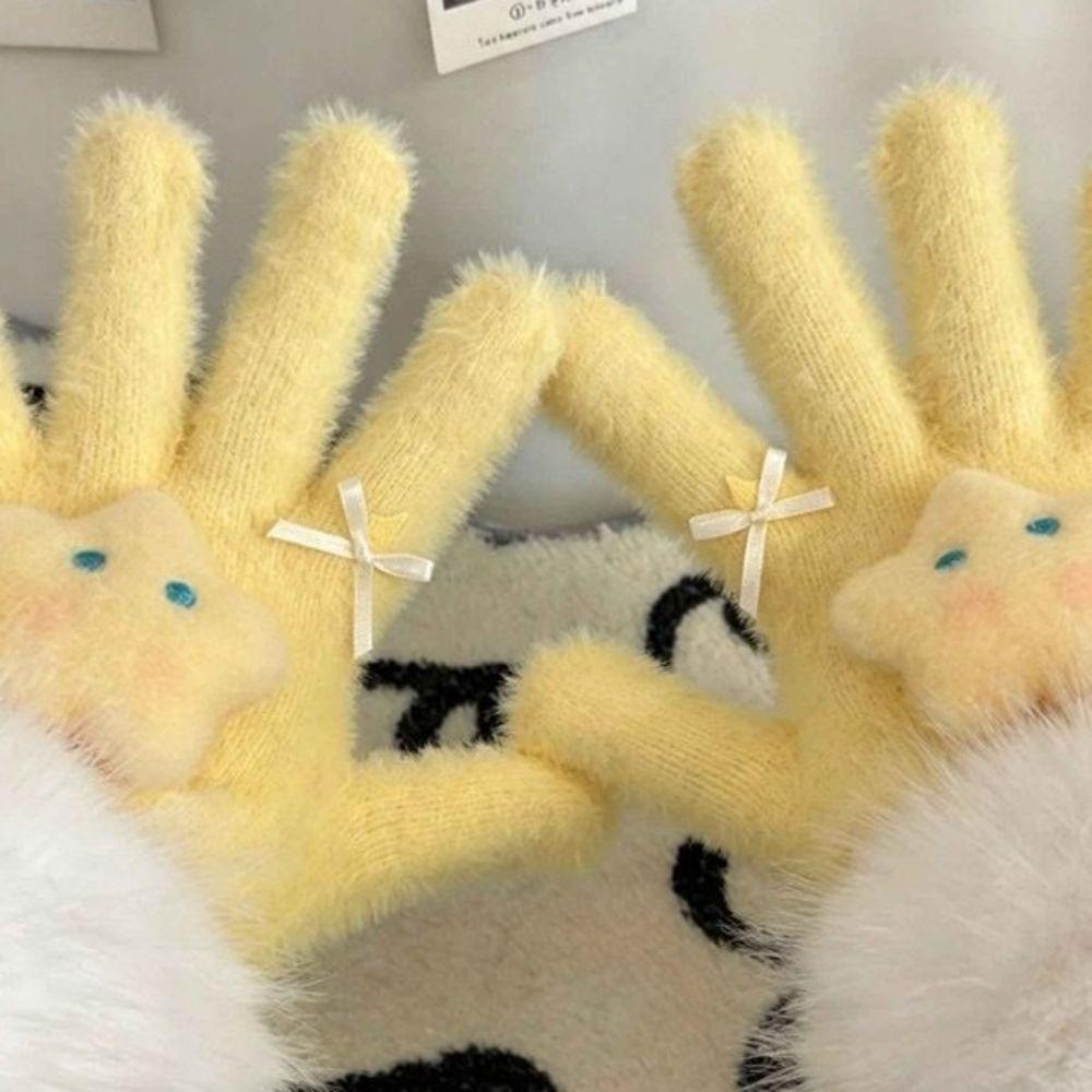 One Size Full Finger Gloves Soft Texture Girls Winter Gloves  Cycling Activity