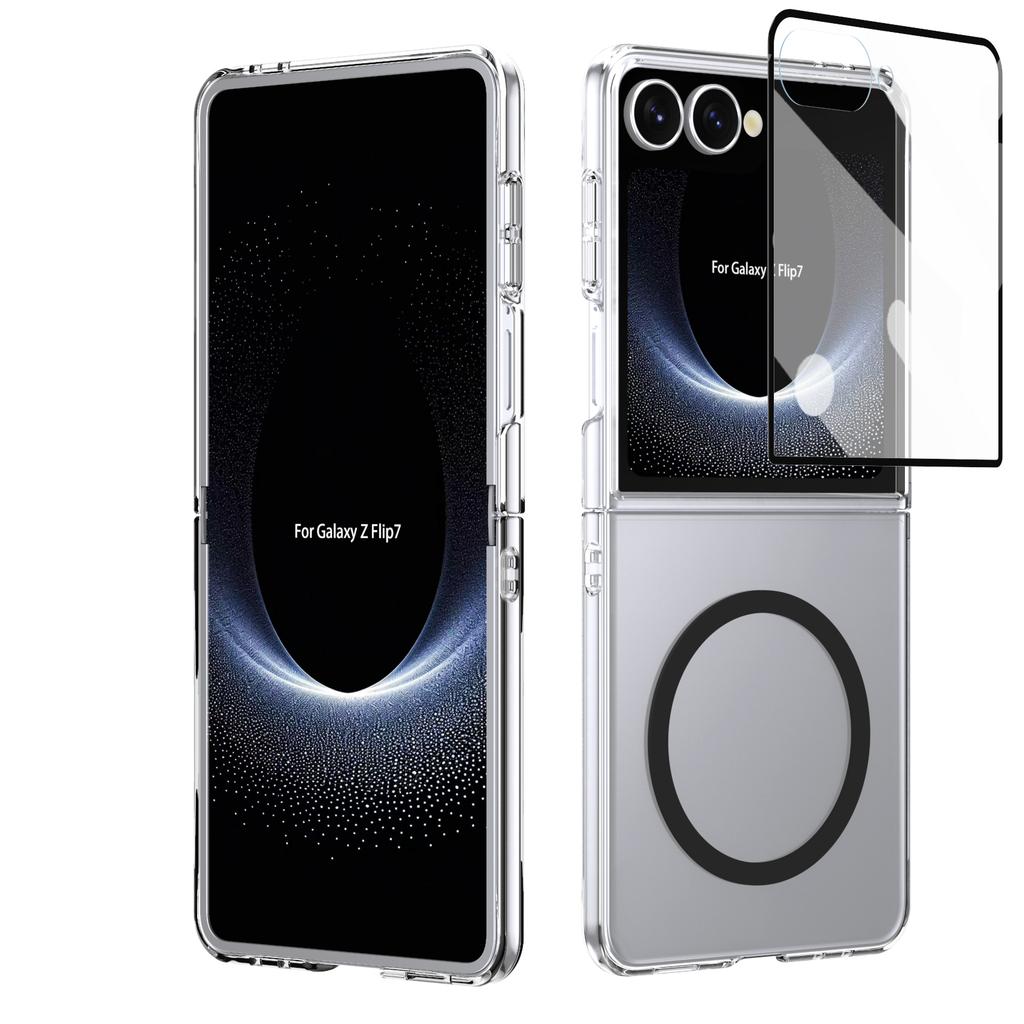 HD Прозрачный Магнитный Чехол Для Samsung Galaxy Z Flip 7 6 5 4 Кристально Чистая Крышка С Прозрачной Защитной Пленкой из Закаленного Стекла