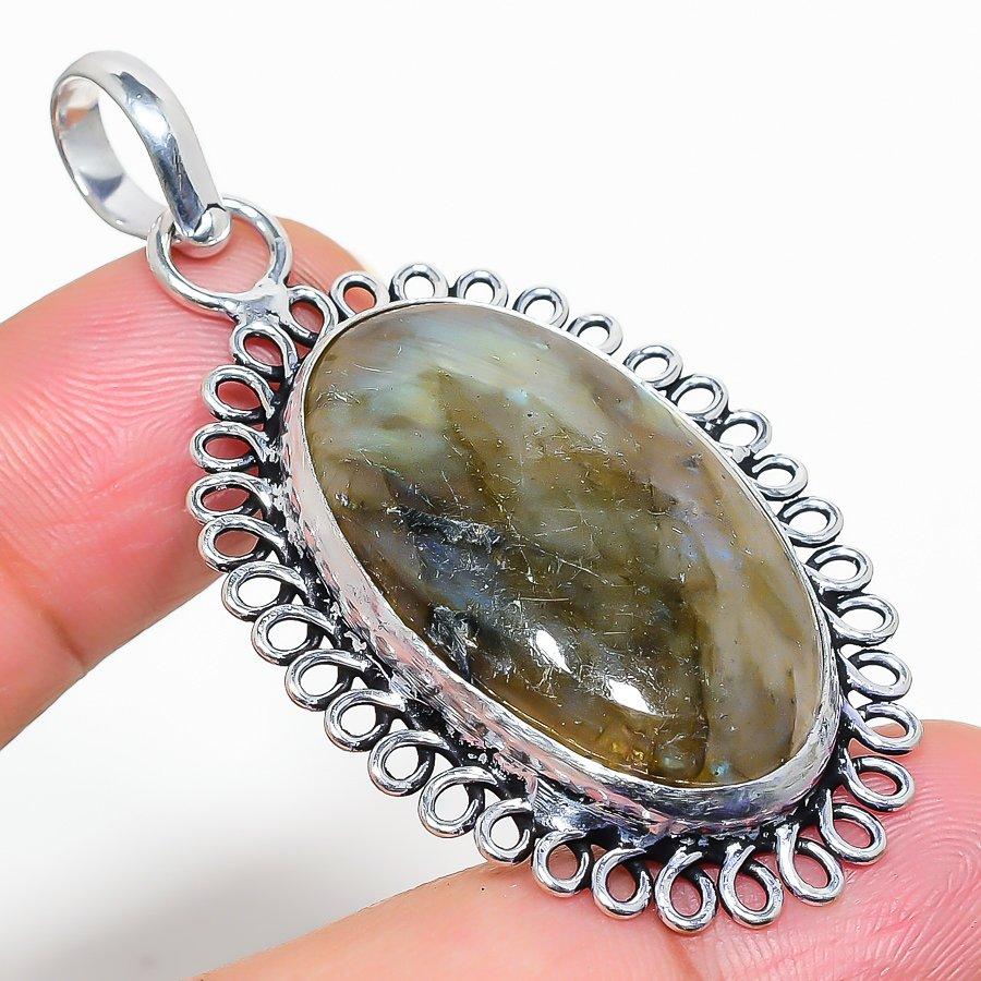 Labradorite Handmade 925 Sterling Silver Jewelry Pendant 2.29" I2I98