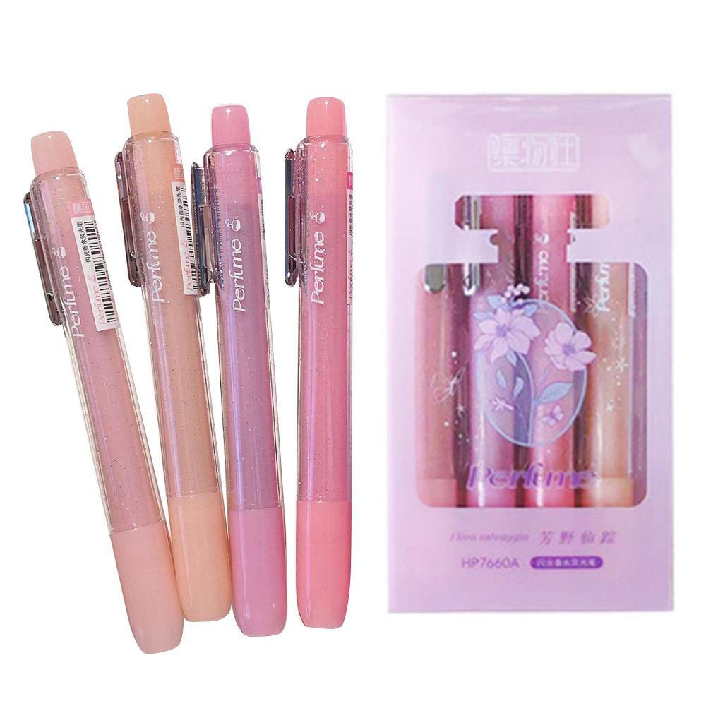 4Pcs Color Glitter Colorful Gel Pen Set Mark Key Points Color Marker Pen School Office Supplies