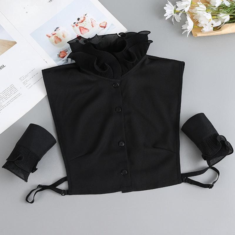 Ruffle Stand Fake Collar + Fake Cuffs Decoration Womens Blouse Detachable Shirt Collar Sweater False Collars Top Accessories