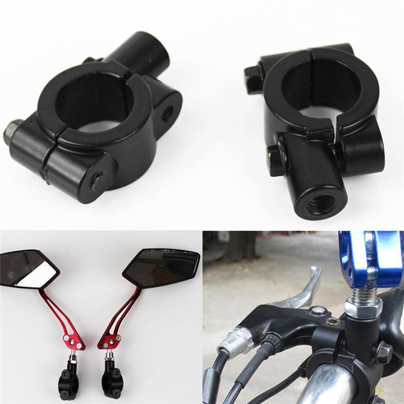 2pcs 8mm/10mm Black Aluminum Motorcycle Rear View Handlebar Mirror Mounting Bracket Adapter Clip Base Universal