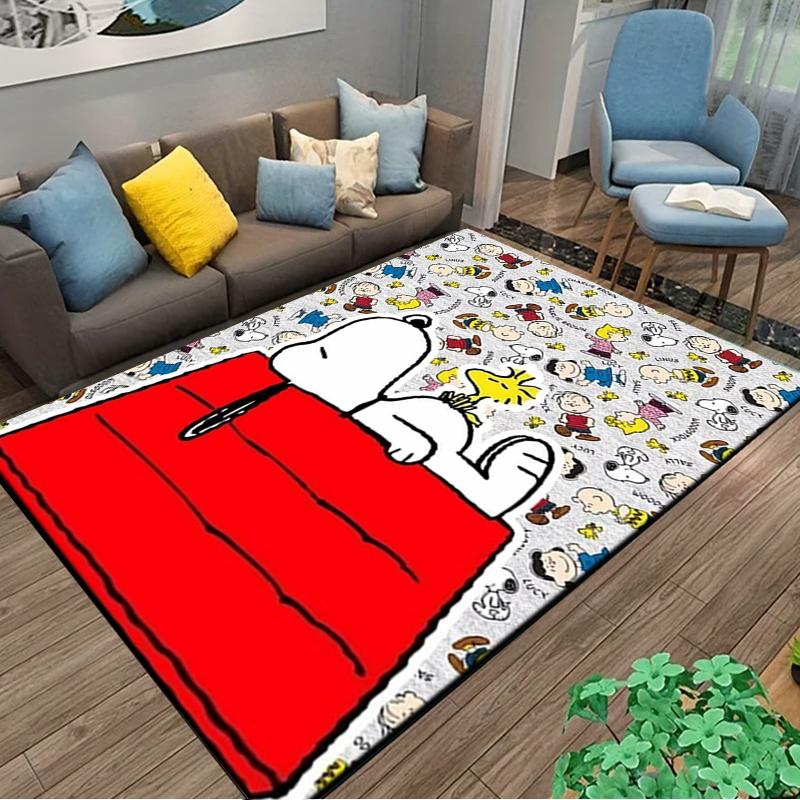 Retro Cartoon Snoopy Kawaii Dog Area Rug 3D Carpet for Living Room Home Decor Large Area Rug Bedroom Rug Non-slip Floor Mat Gift