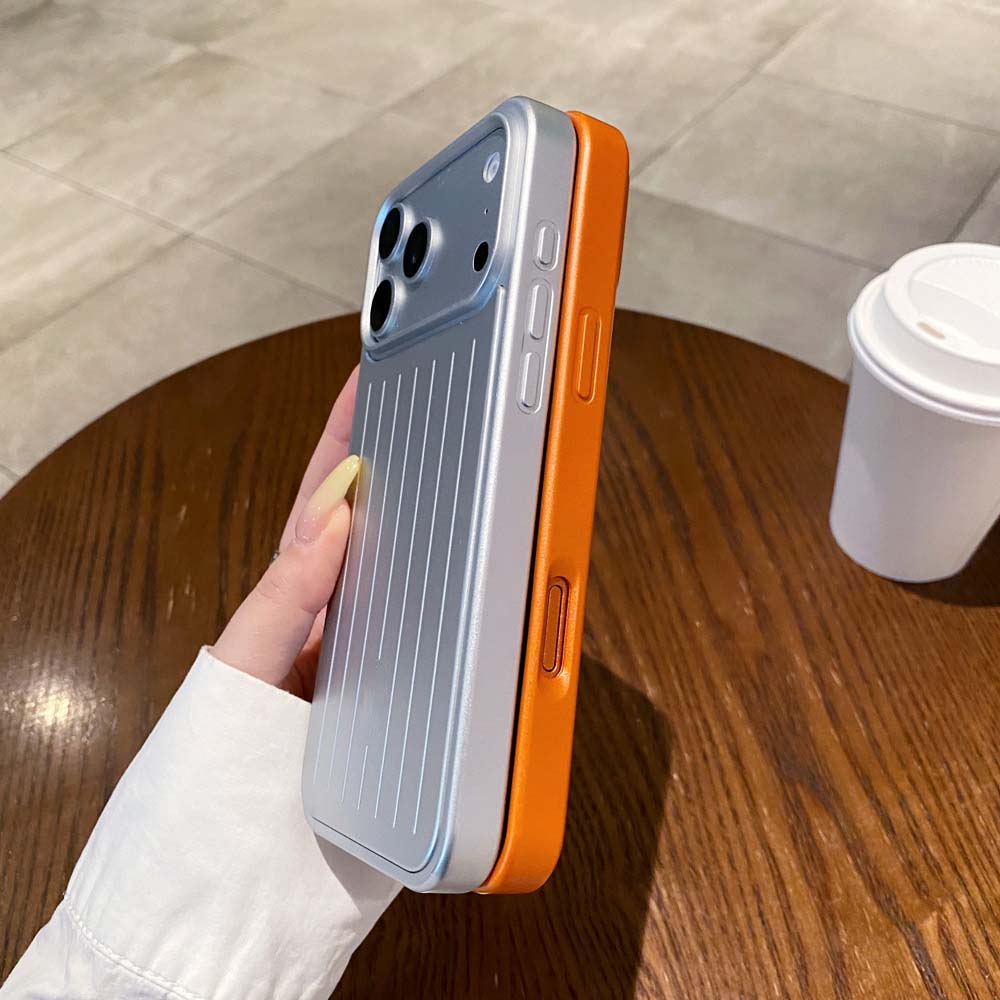 Чехлы для телефона из алюминиевого сплава для iPhone 18 17 16 15 14 Pro Max, 3D гофрированная полоса сзади, роскошная крышка для багажа в бизнес-стиле для Rimowa