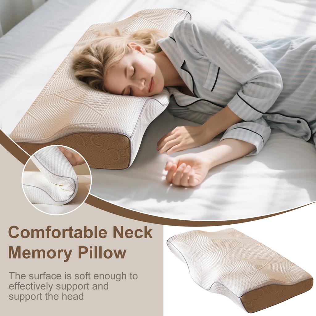 Comfortable Memory Foam Pillow, Ergonomically Designed Sleep Enhancing Cervical Support Pillow, Ideal For Female Side, Back And Stomach Sleepers