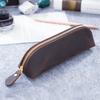 Vintage Zipper Leather Pencil Case Perfect Size Storage for Men & Women Stationery & Makeup Utensils