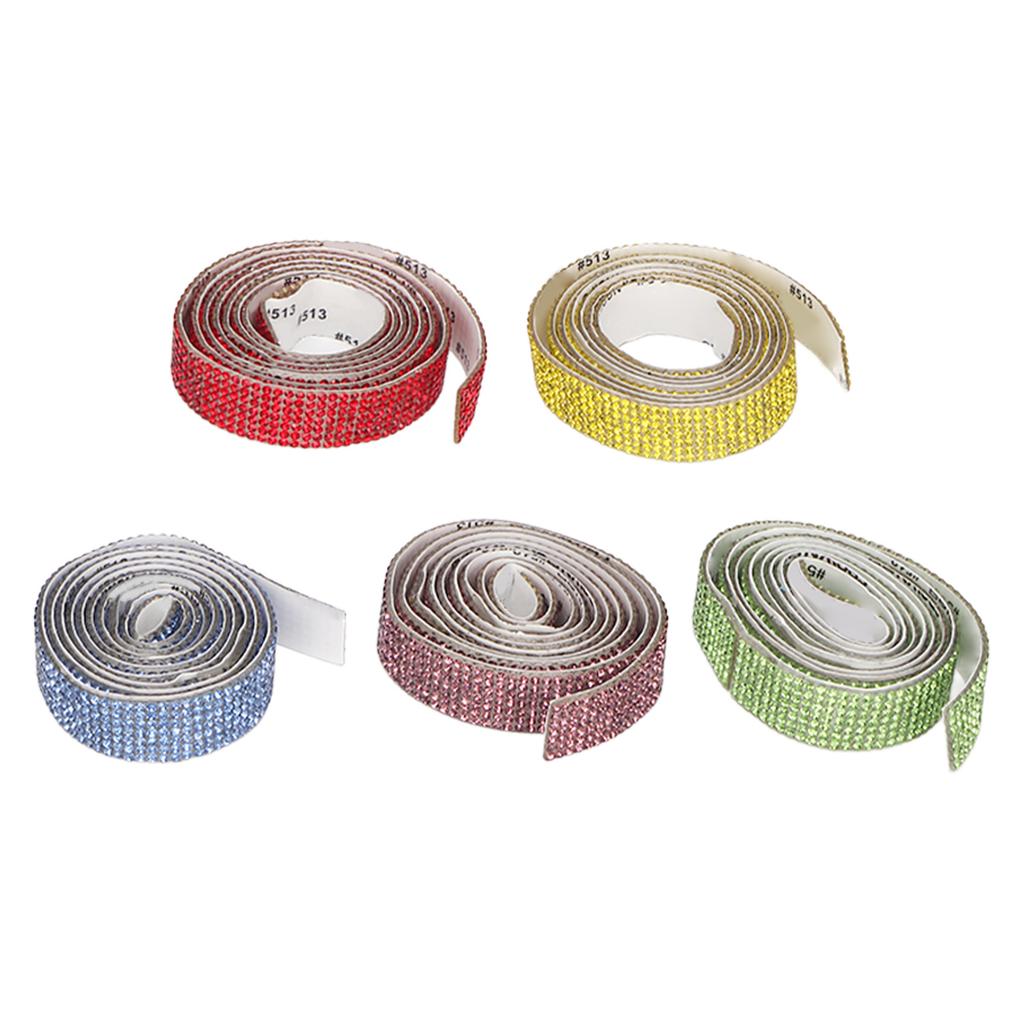 7 Row 5 Yard Self Adhesive Rhinestone Strip Rhinestone Ribbon Trim Band for DIY Decoration 1.5cm Width