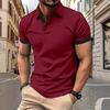 Men Tops Lapel Short Sleeve Casual Loose Fit Regular Style Tops