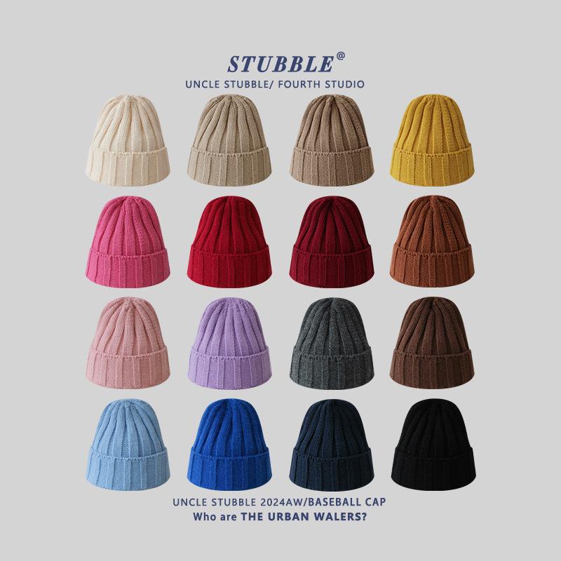 Solid Color Light Version Knitted Hat for Men and Women Korean Style Versatile Big Head Circumference Showing Face Small Woolen Hat Conical Top Hat