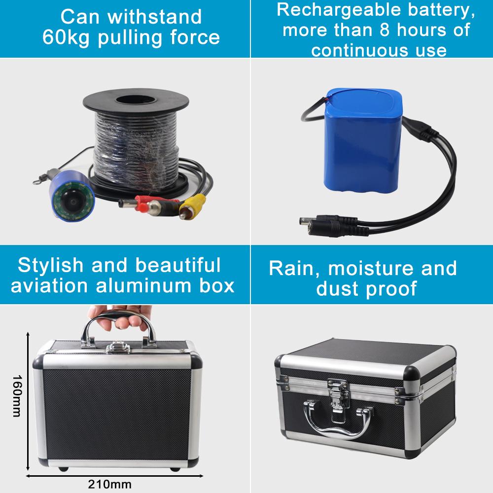 7-дюймовая камера для подводной рыбалки, широкоугольный инфракрасный эхолот ночного видения HD, 24 шт., портативный монитор 1000TVL