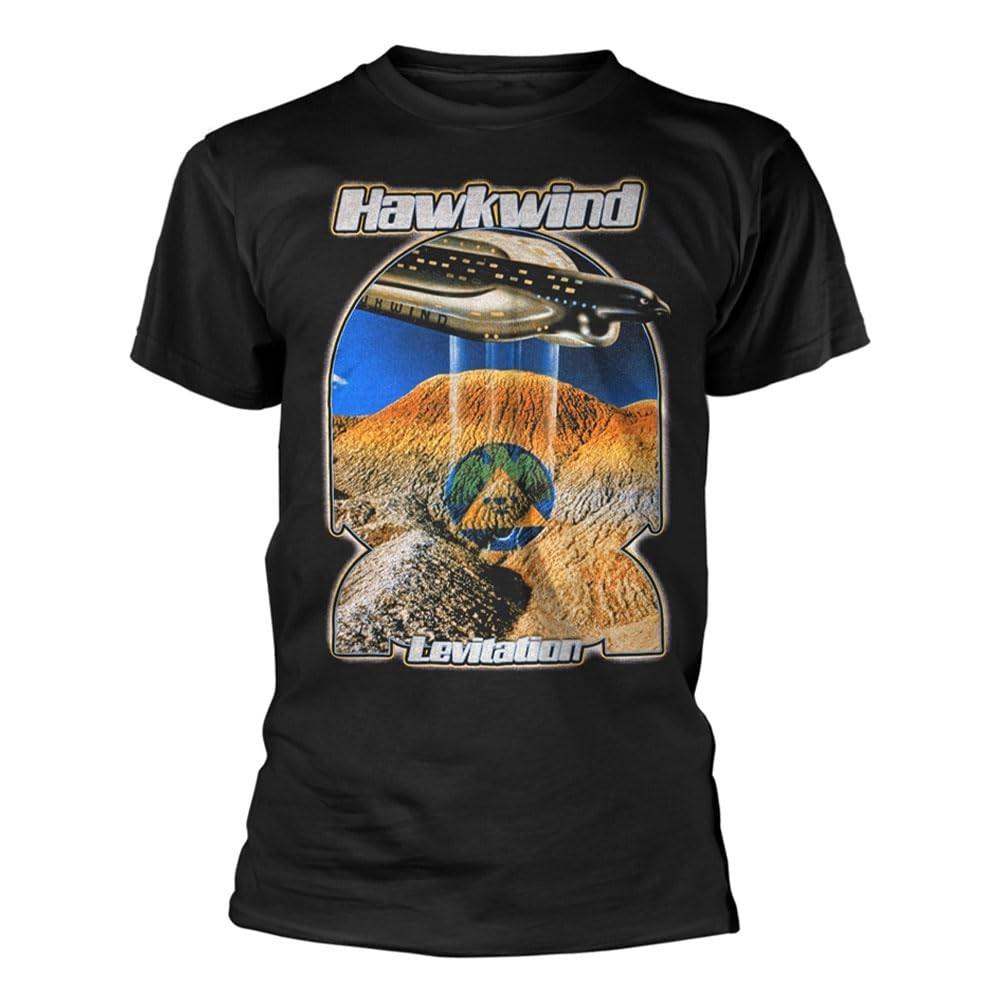 Teen Girl's Cotton T-shirt Summer Casual Graphic Tee Short Sleeve Plastichead Hawkwind Levitation Band Logo T Shirt M Black