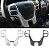 For Ford Everest Ranger 2015+ Carbon Fiber Car Steering Wheel Panel Cover Trim Sticker Decoration Frame Car Interior Accessories