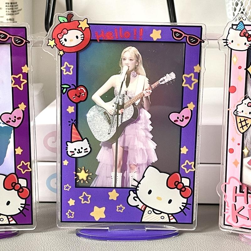 Держатель для фотокарточек Hello Kitty 3 дюйма Kpop Карточки Акриловая подставка для дисплея Милая фоторамка KT Мультяшный стиль Защитные подставки для фотокарточек
