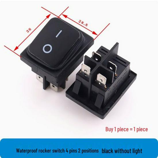 Waterproof 3-Position Rocker Switch KCD4, 4/6 Pins with Light, Anti-Collision Copper Pins, Boat-Style.