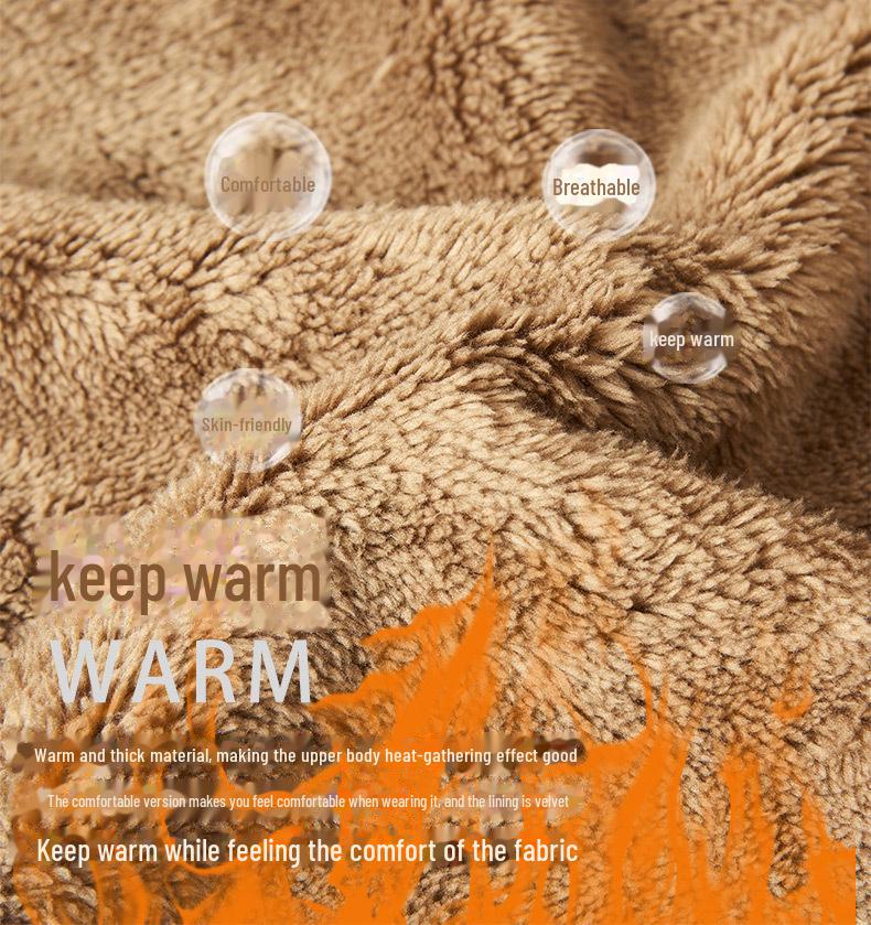 Мужская плюшевая флисовая куртка с капюшоном - Теплый кардиган на молнии для осени и зимы