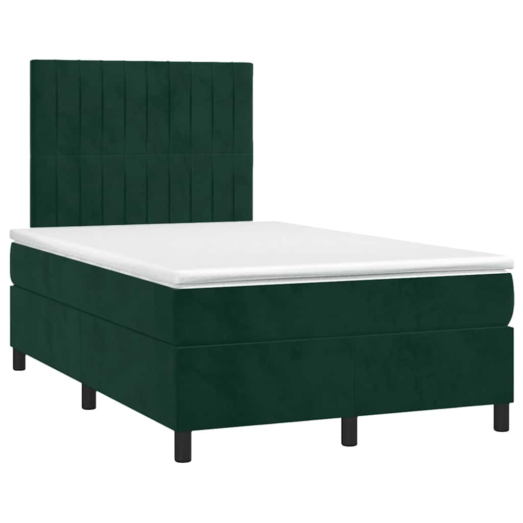Box Spring Bed with Mattress Dark Green 120 x 200 cm Velvet