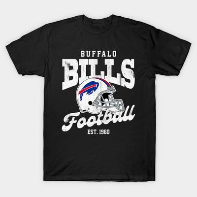 Мужская черная футболка с принтом Ретро Buffalo Bills - The Vhs Vault #18 Печать методом термопереноса без вырезки Хлопковая футболка
