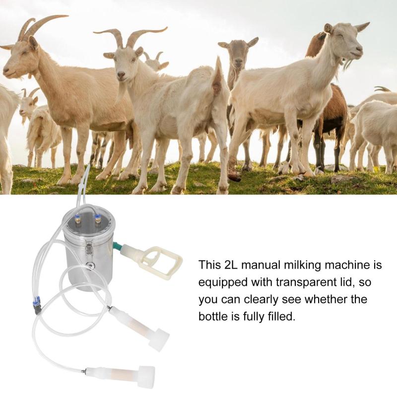 2L Manual Sheep Milking Machine Stainless Steel Bottle Portable Milking Kit for Milk Plant Farm