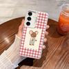 Для Samsung Galaxy S24 S23 Ultra Plus FE S25 S22 Ultra Plus S21 FE Лазерный Чехол для Телефона Клетчатый Узор Милые Животные Чехлы