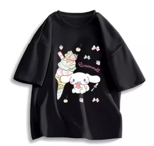 2026 New Fashion RoundNeck ShortSleeve TShirt Spring Summer Sanrio Cinnamoroll Women TShirt Cute Top Clothing